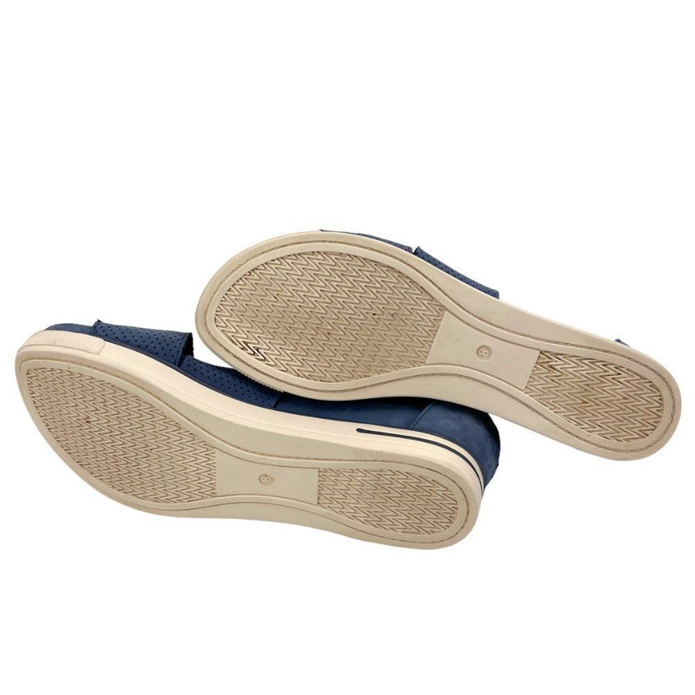 Eileen Fisher Blue Perforated Wedge Sandals - Picture 10 of 10